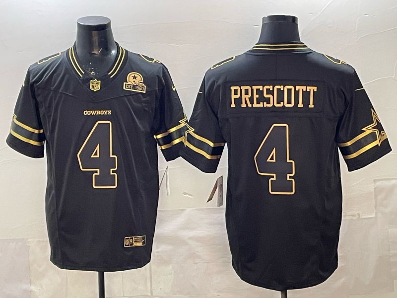 Men 2026 Dallas Cowboys #4 Prescott Black gold 6th generation Nike Limited NFL Jersey style 05->dallas cowboys->NFL Jersey